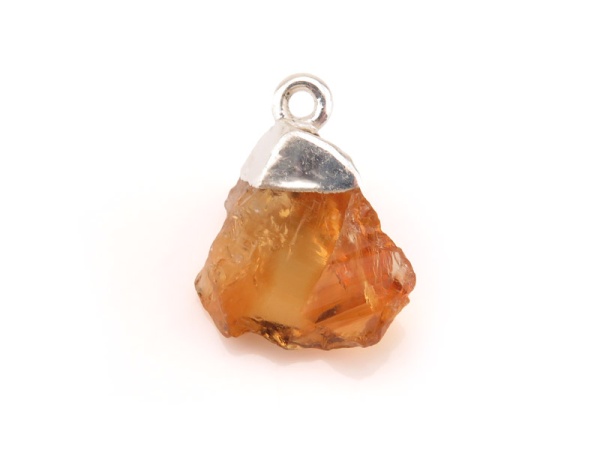 Sterling Silver Citrine Raw Crystal Charm